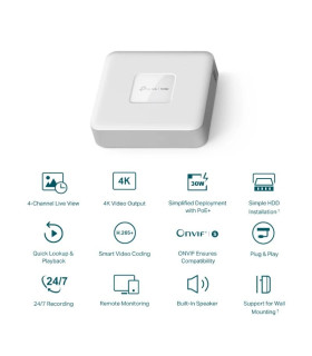 VIGI NVR1104H-4P Grabador IP Sencillo HDD 01 HDD 4
