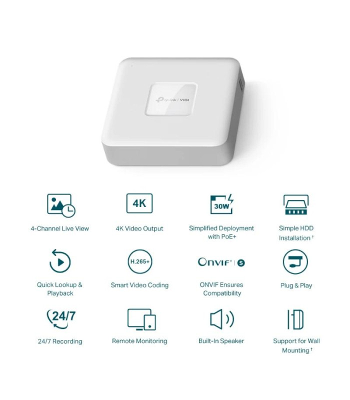 VIGI NVR1104H-4P Grabador IP Sencillo HDD 01 HDD 4