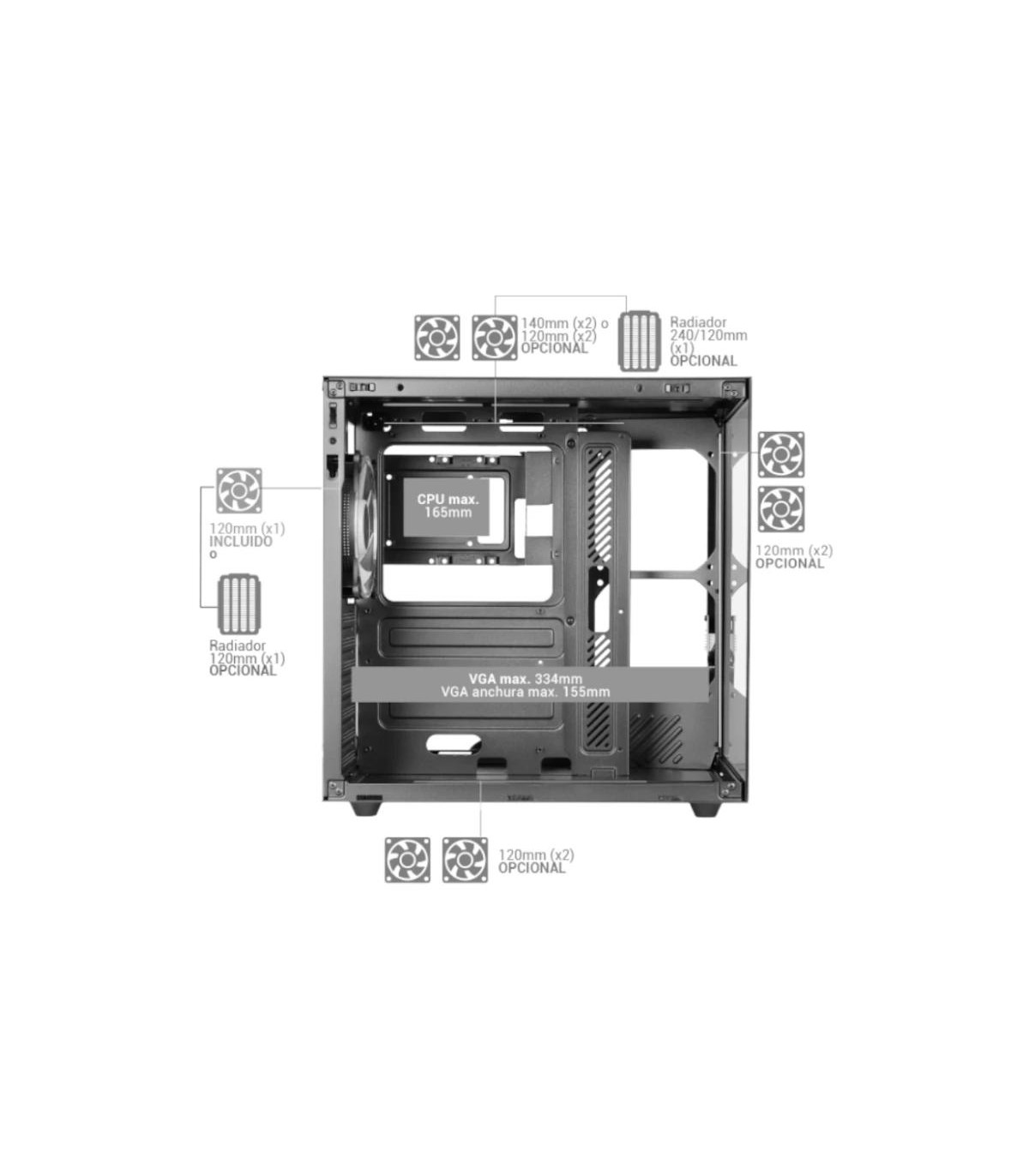 MARS GAMING MCV-ONE Atx Doble Cámara Negro