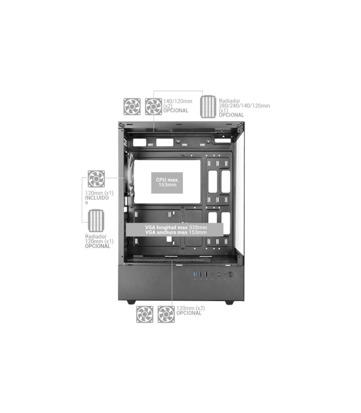 MARS GAMING Caja ATX Ventis FRGB Silence Negro