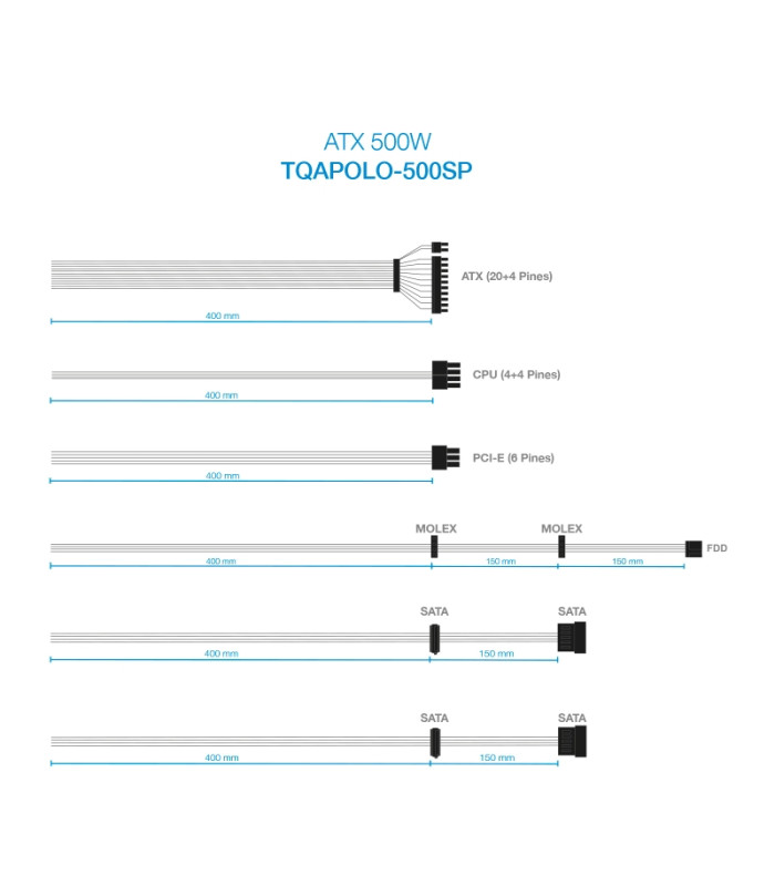 Tooq Fuente Alimentación TQAPOLO-500SP 500W PFC