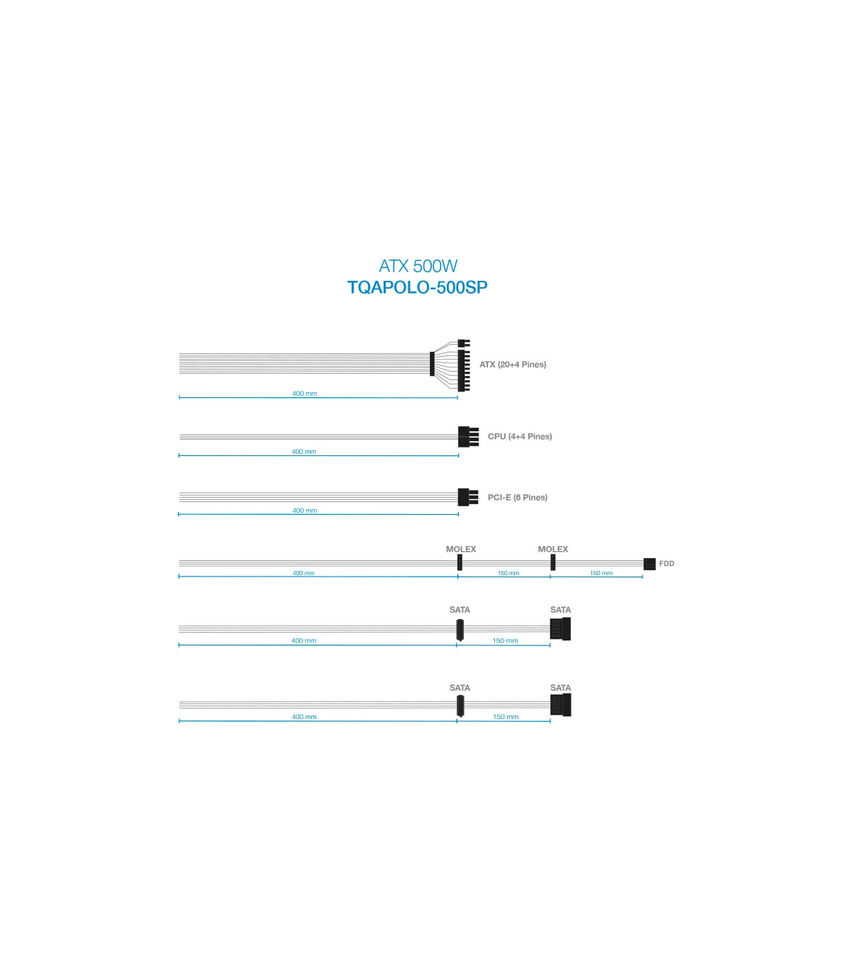 Tooq Fuente Alimentación TQAPOLO-500SP 500W PFC