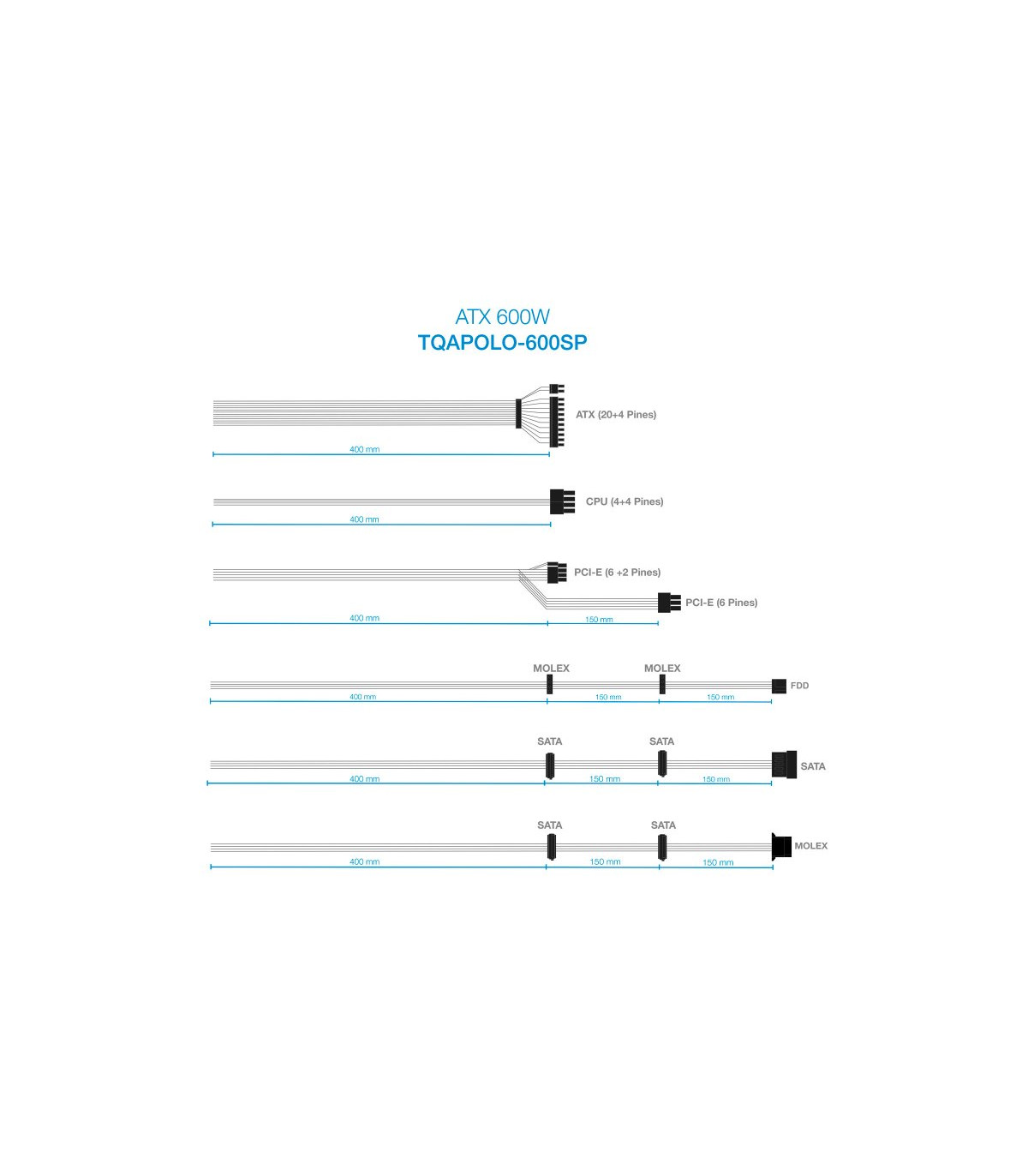 Tooq Fuente Alimentación TQAPOLO-600SP 600W