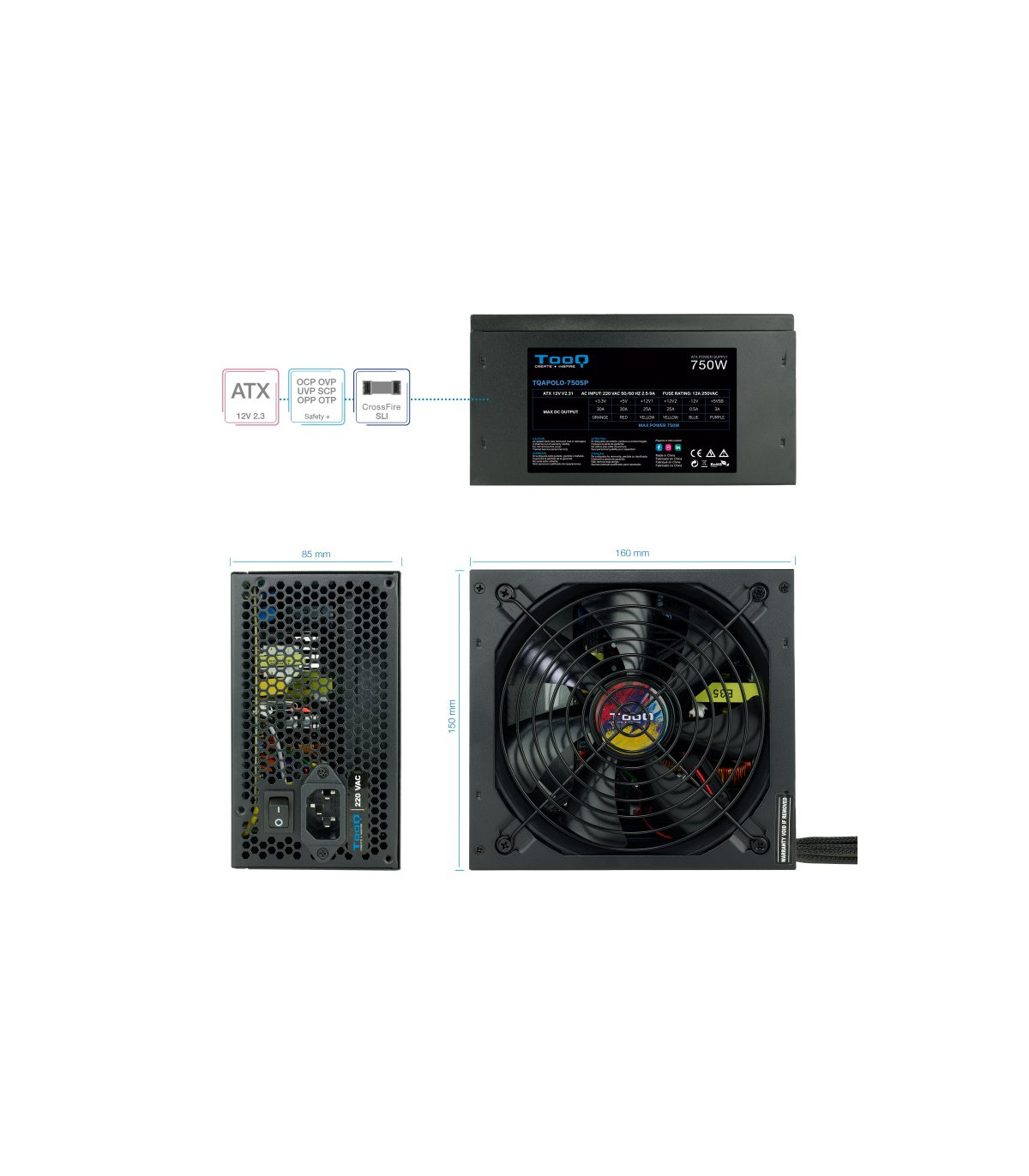 Tooq Fuente Alimentación TQAPOLO-750SP 750W