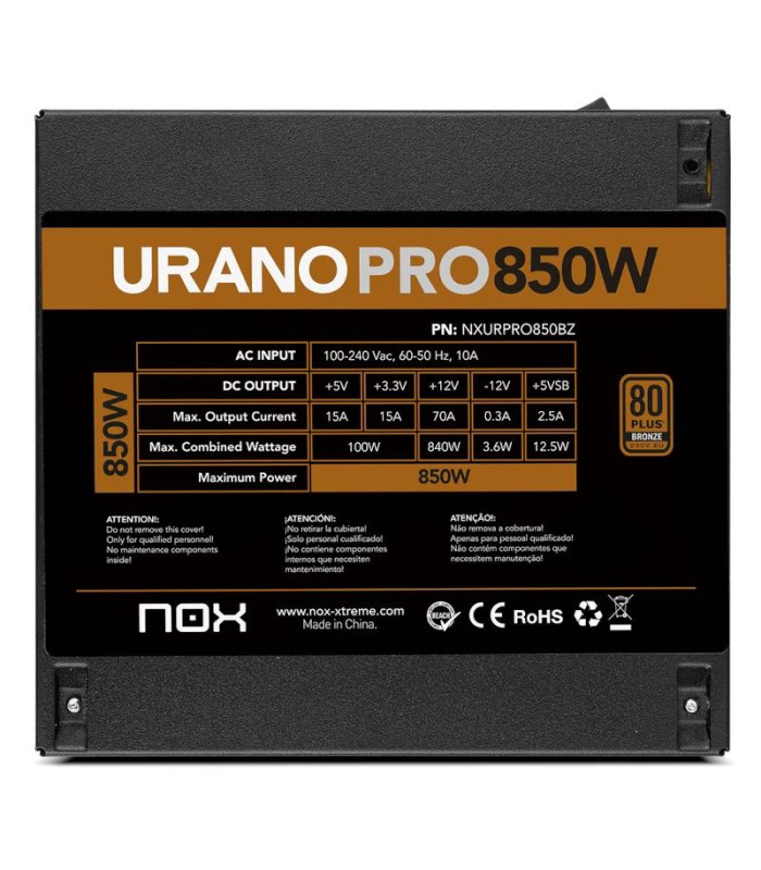 NOX Fuente ATX Urano PRO 850W Bronze