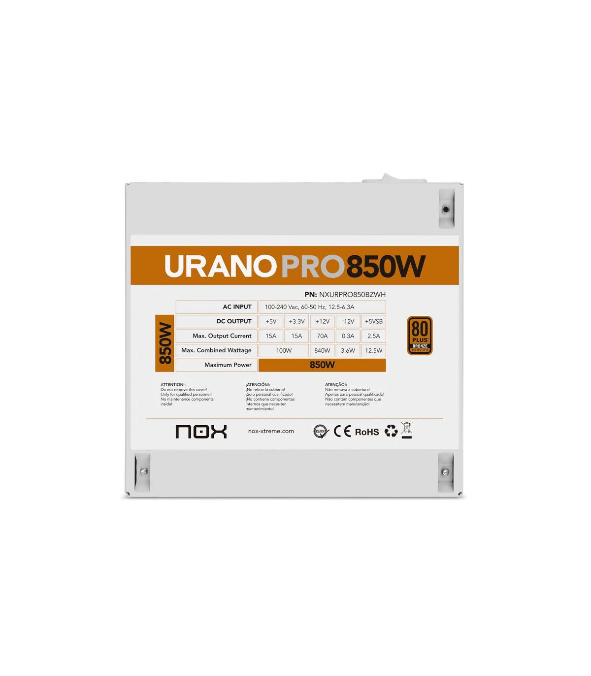 NOX Fuente ATX Urano PRO 850W Bronze Blanco