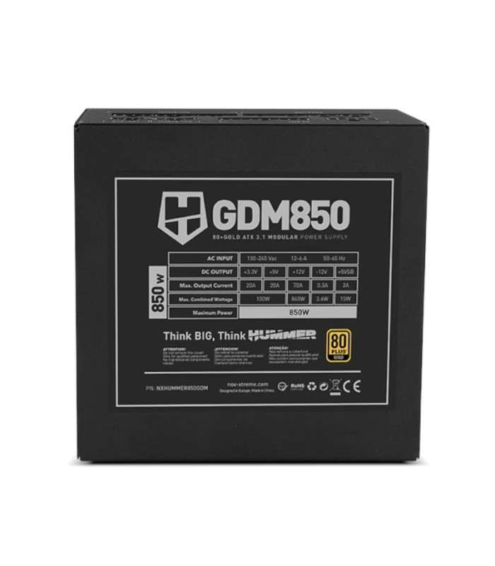 NOX HUMMER GDM850W Fuente modular ATX3.1 80+GOLD