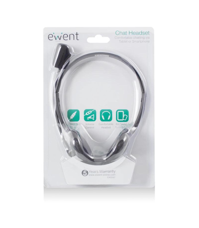EWENT Auriculares diadema con micro mini jack