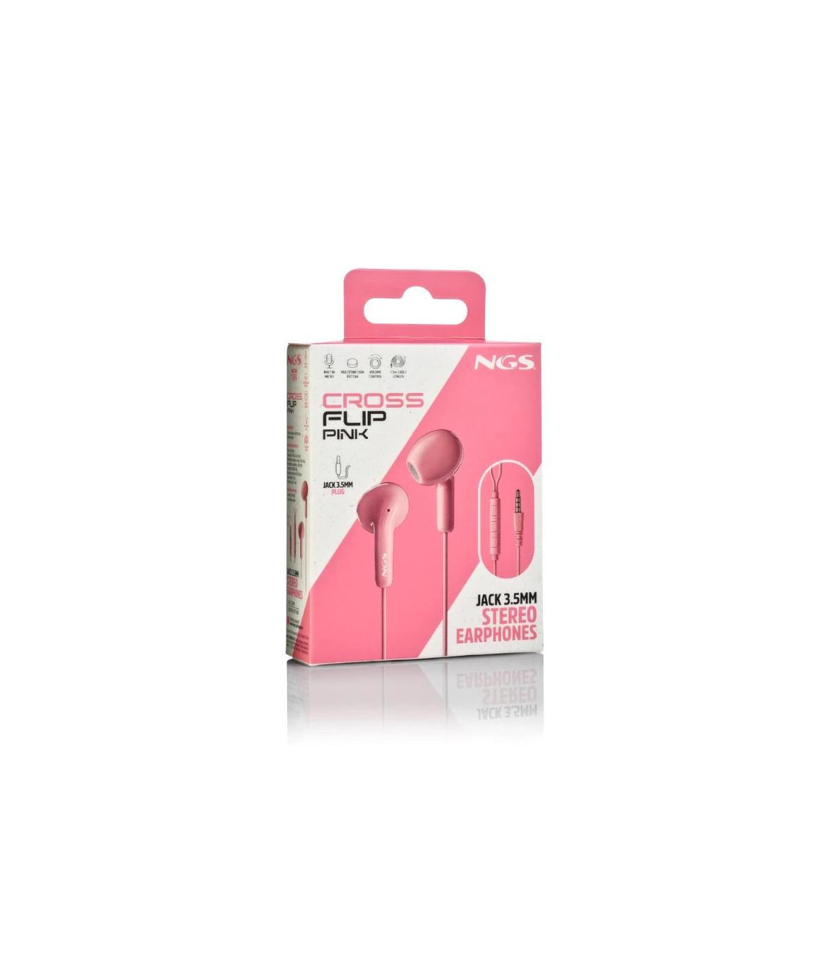 NGS Auricular Rosa Estéreo Cable JACK 3.5 Mm