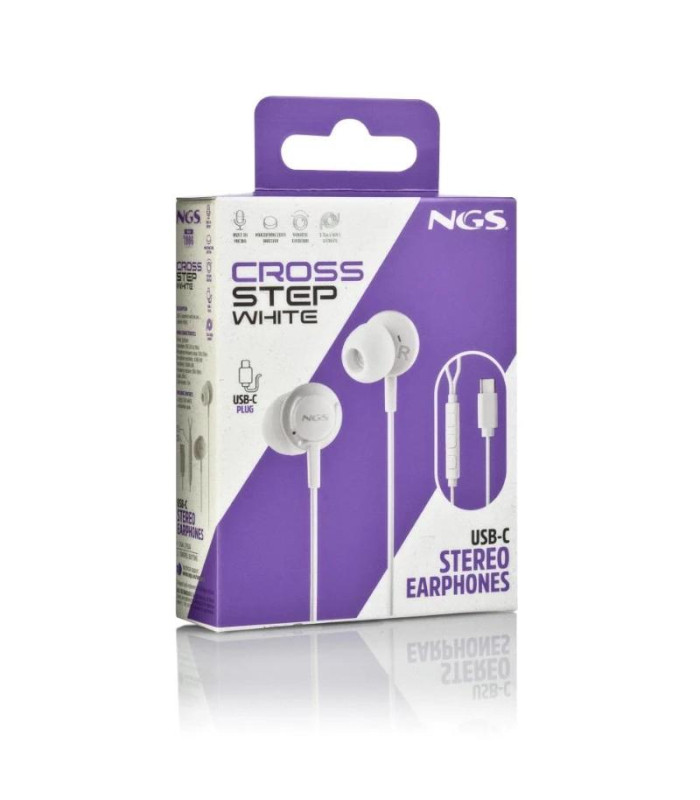 NGS Auricular Blanco Estéreo USB-C con cable