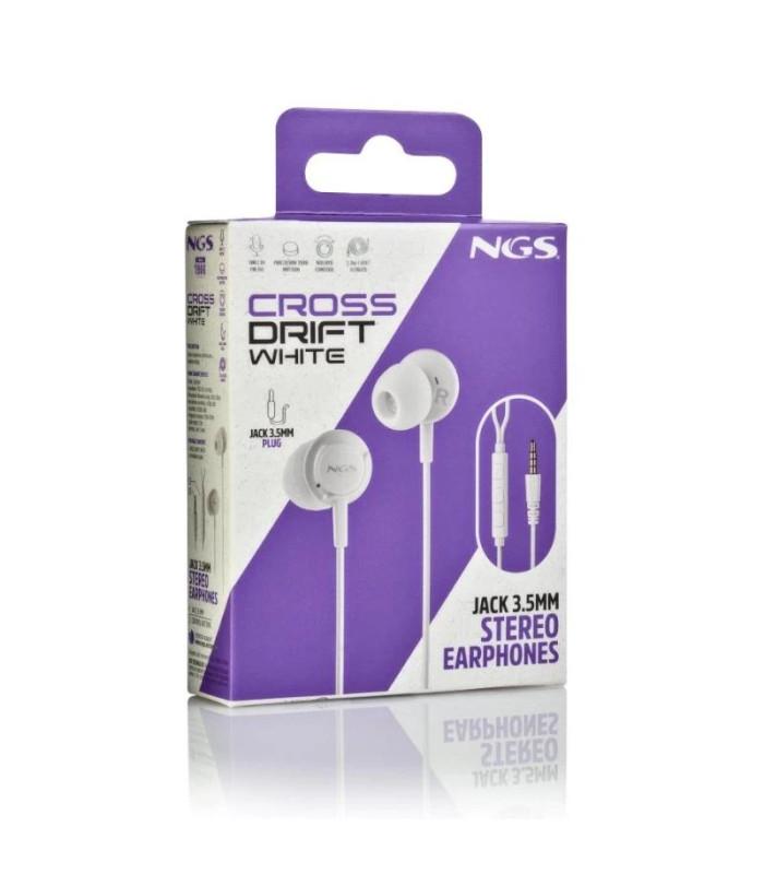 NGS Auricular CROSSDRIFT Blanco cable JACK 3.5 Mm