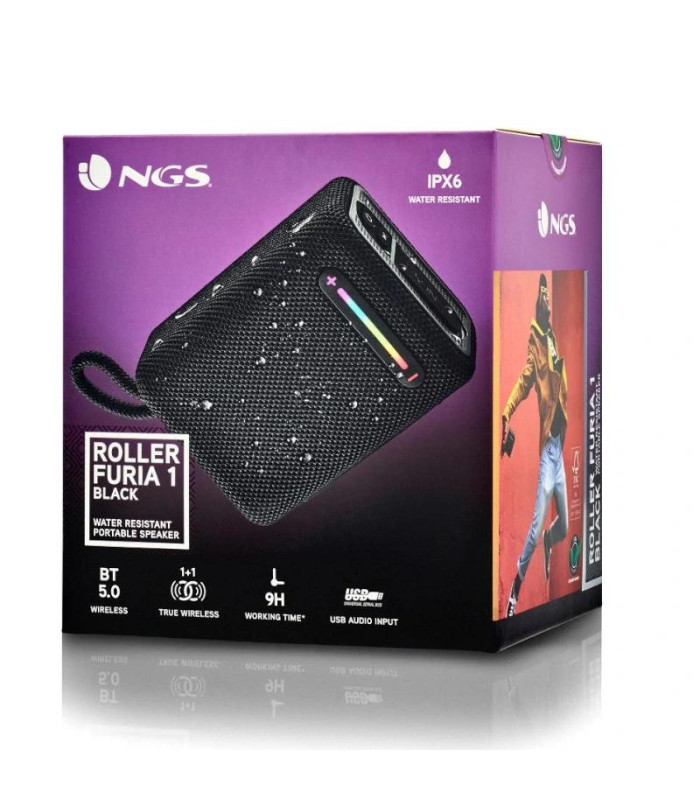 NGS Altavoz Rollerfuria1 BT RGB IPX6 Negro 15W
