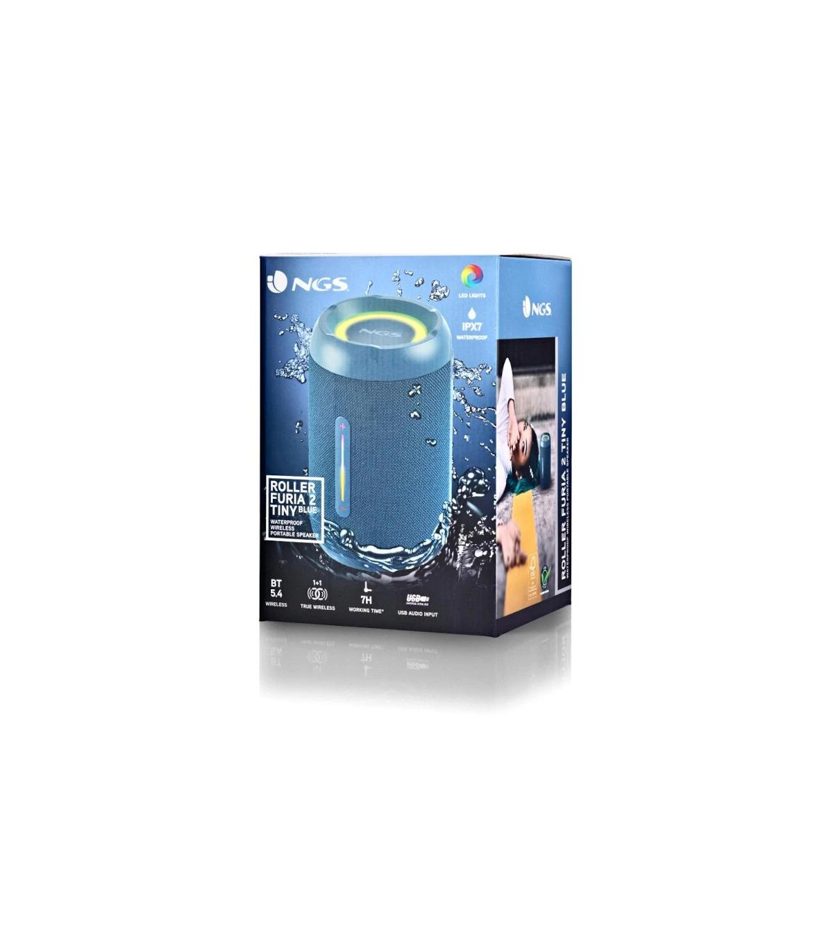NGS  Altavoz Furia 2 Blue BT Rgb IPX7