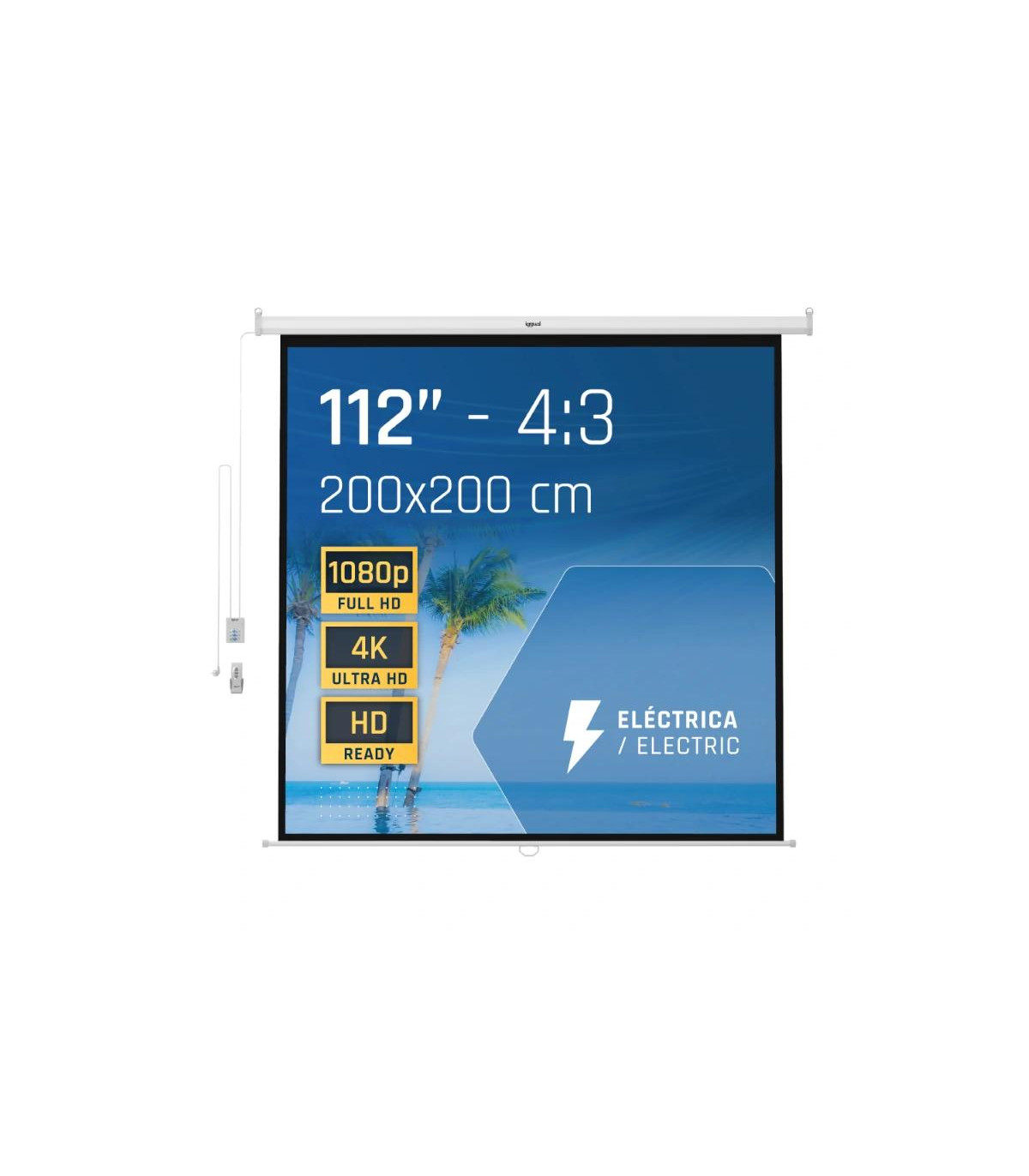 iggual Pantalla eléctrica 4:3 112" 200x200 cm