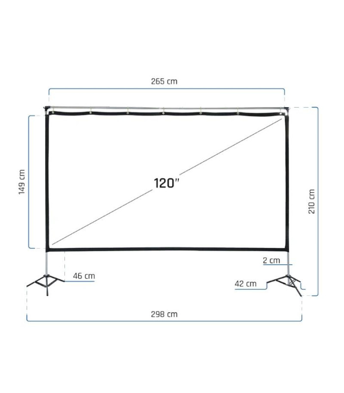 iggual Pantalla exterior portable 120" 265x149 cm