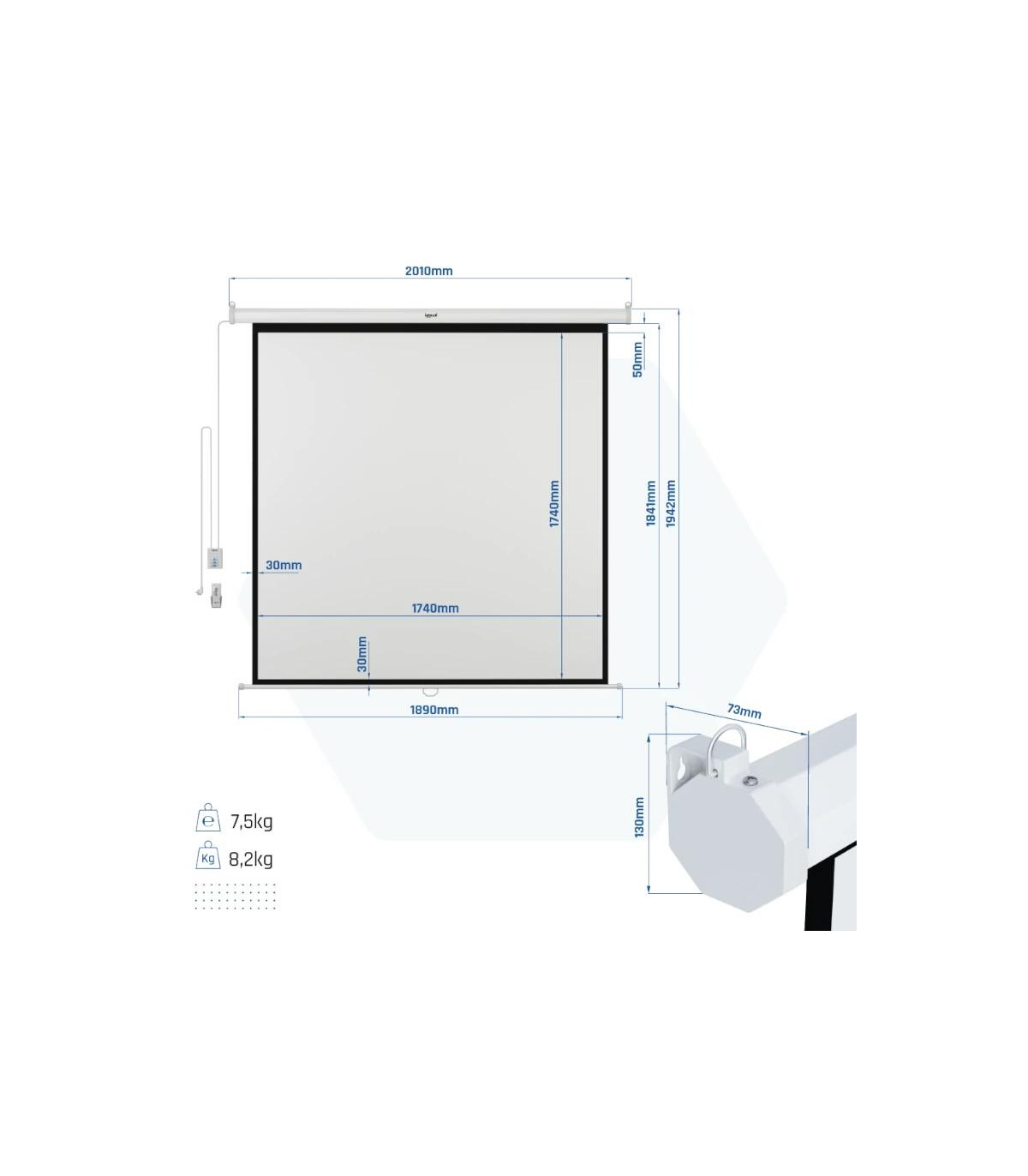 iggual Pantalla eléctrica 4:3 100" 180x180 cm