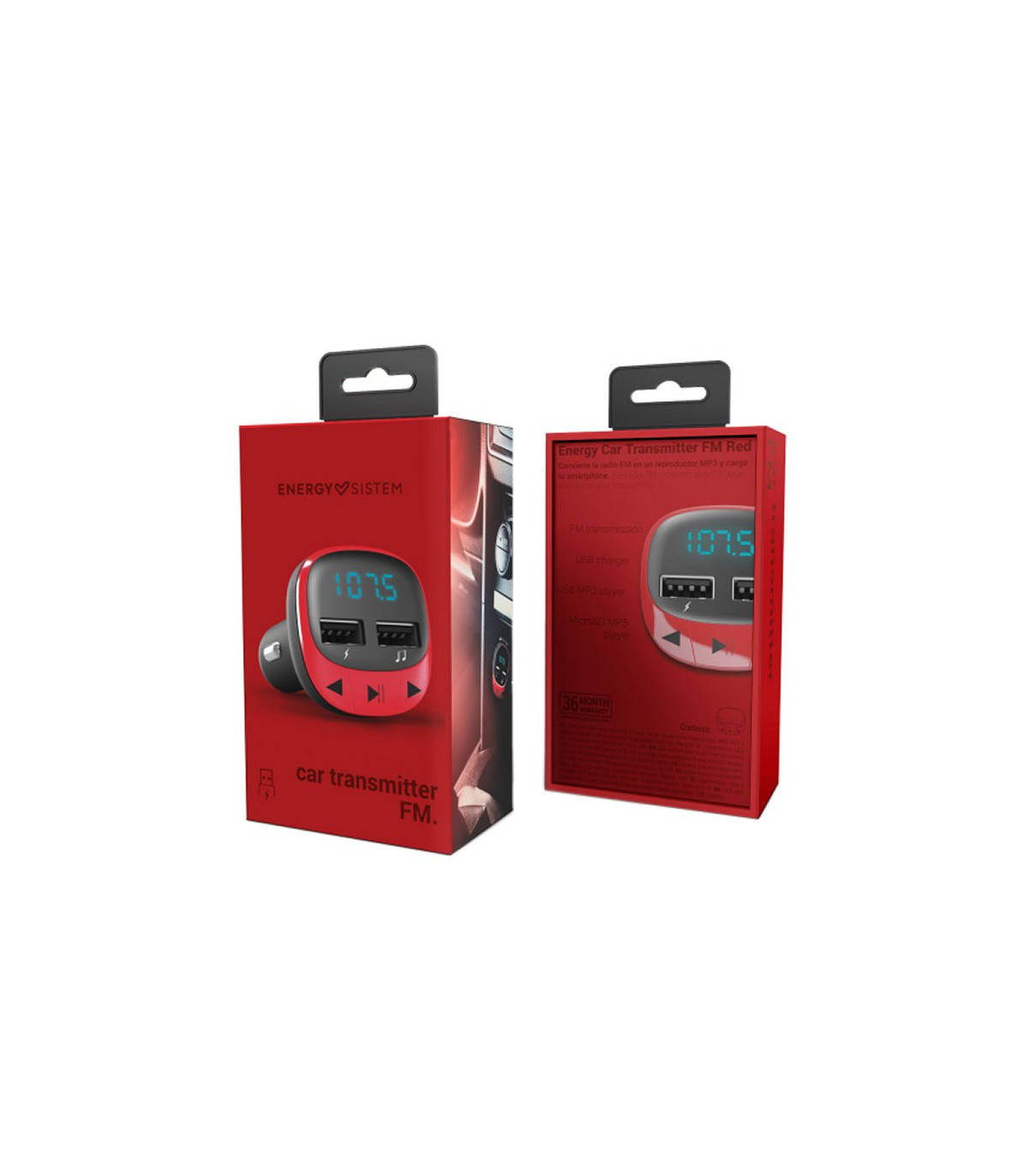 Energy sistem Car Transmitter FM Red (microSD,MP3)