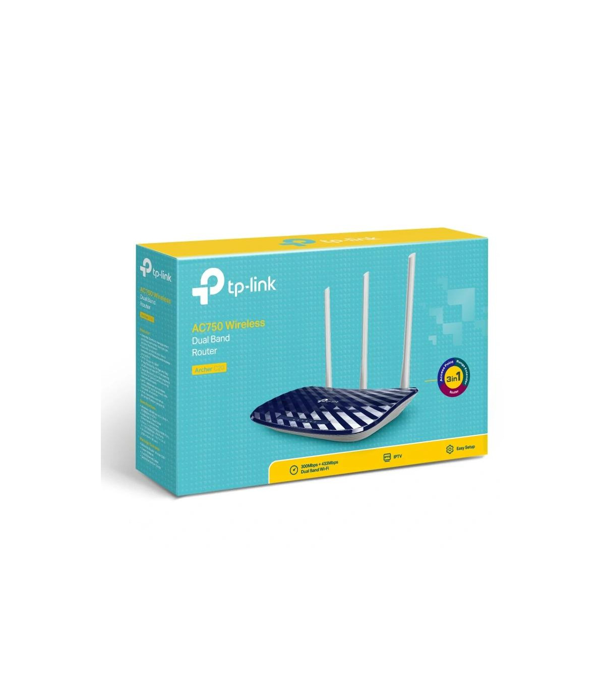 TP-Link Archer C20 Router WiFi AC750 1xWAN 4xLAN