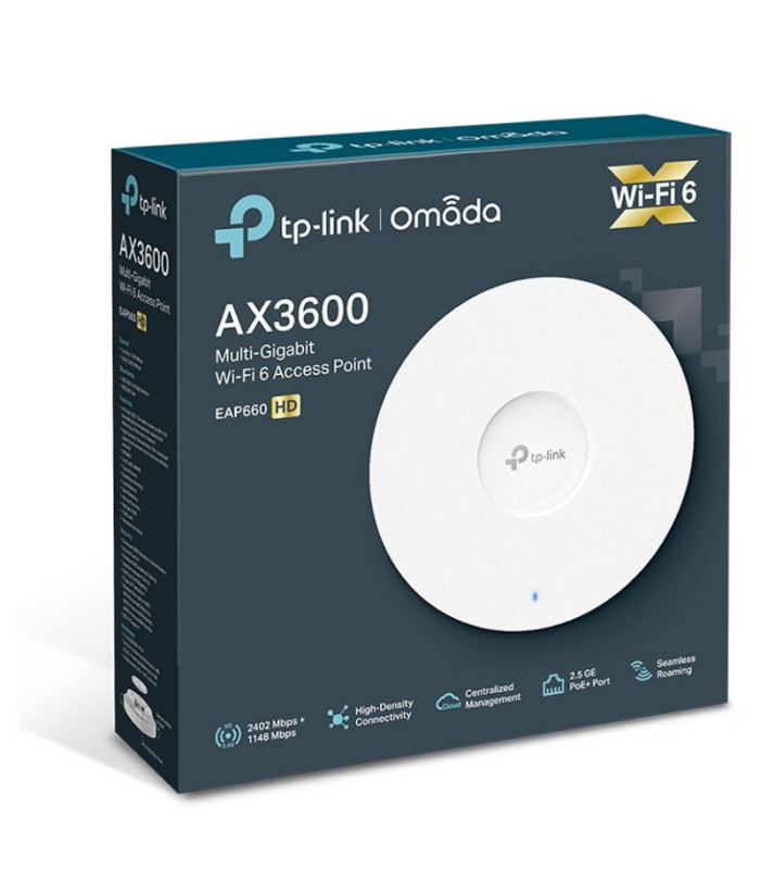 TP-Link EAP660HD AP WiFi6 AX3600 Techo Dual 1x2.5G