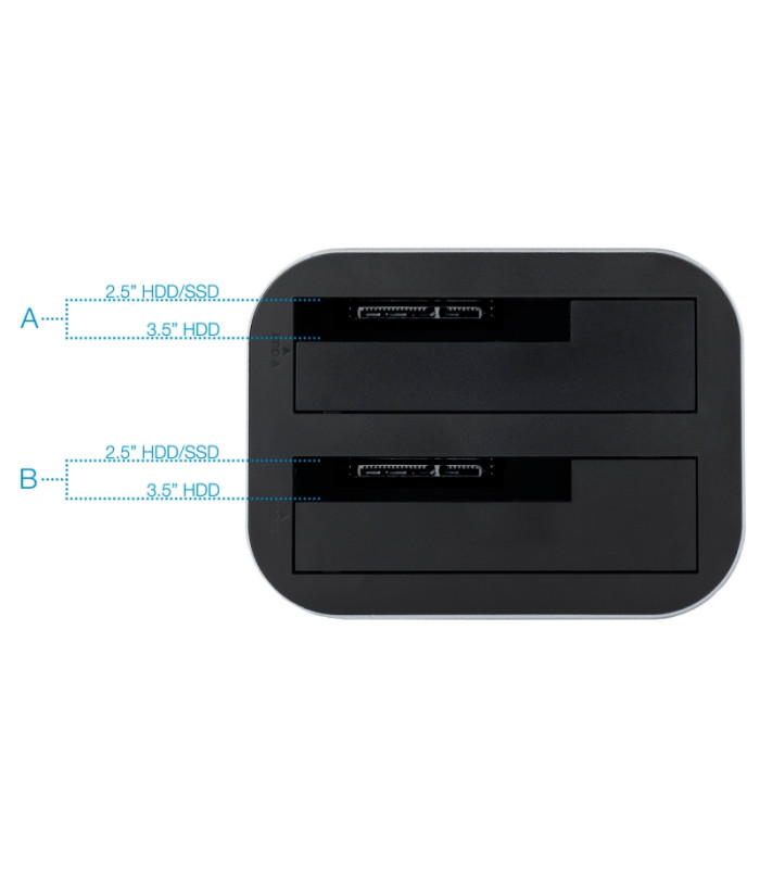 Tooq TQDS-805G Dock Station Doble Bahía HDD Gris