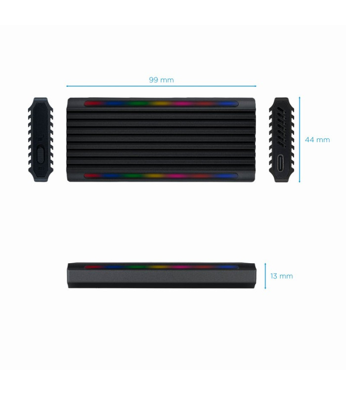 Tooq Caja Externa SSD M.2 NGFF/NVMe USB-C Negro