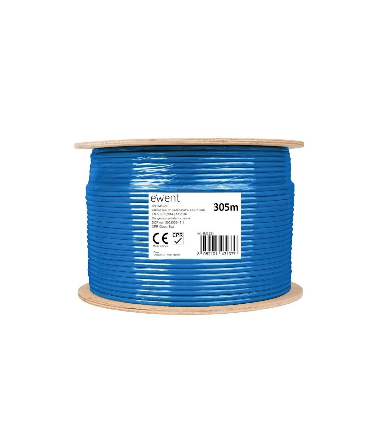 Ewent Bobina Cable Red CAT6A U/UTP,LSZH,305m
