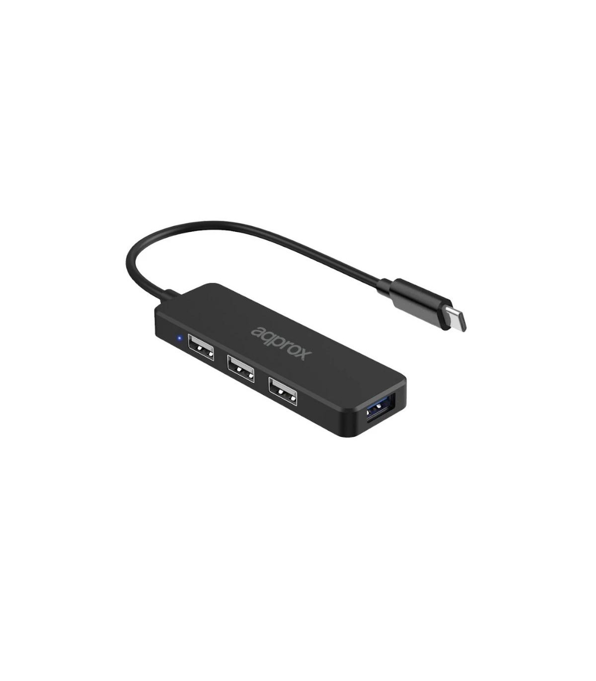 APPROX Hub USB Tipo-C 3USB 2.0 + 1Puerto USB 3.0
