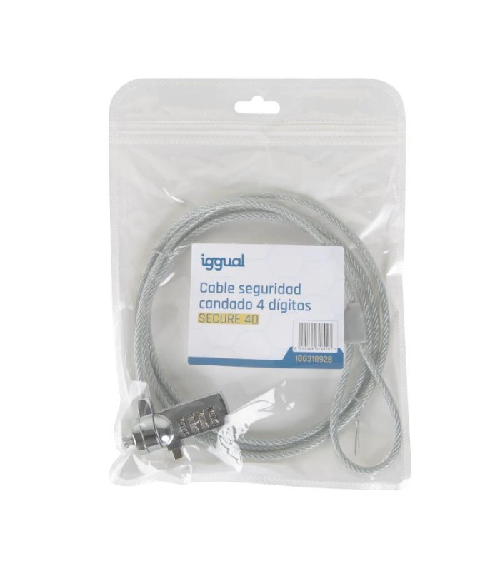 iggual Cable seguridad candado 4 dígitos SECURE 4D