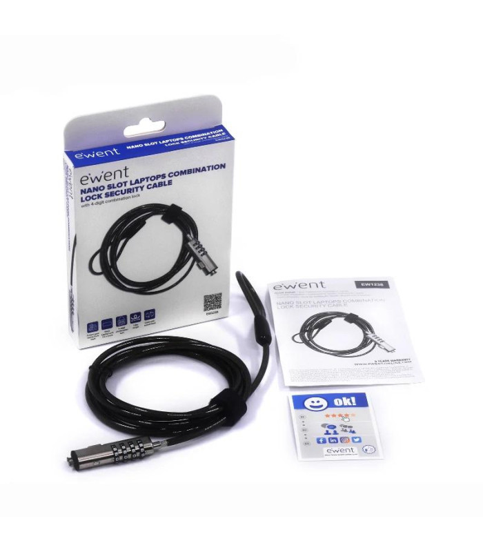 EWENT Cable Seguridad Nano combinacion