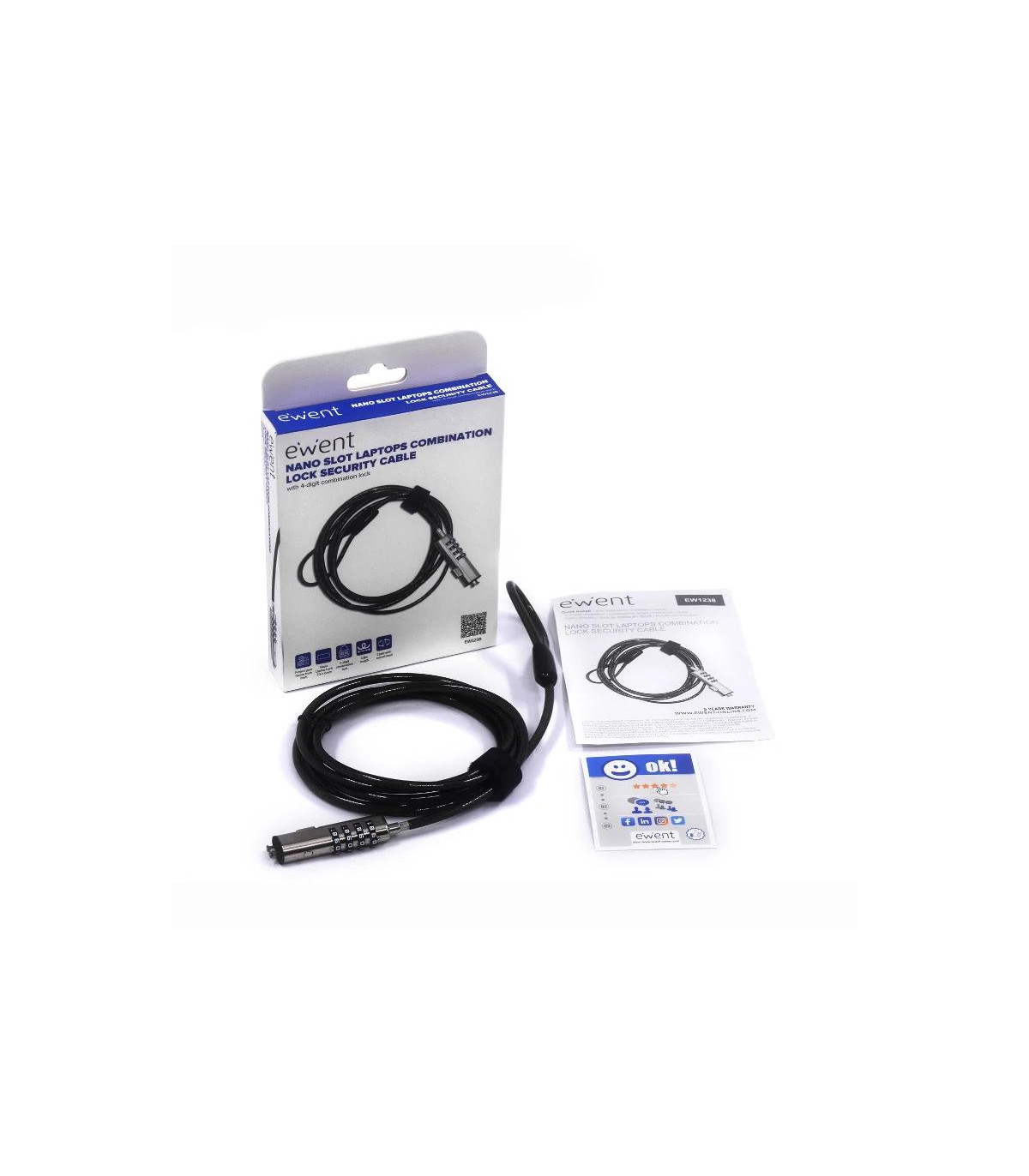 EWENT Cable Seguridad Nano combinacion