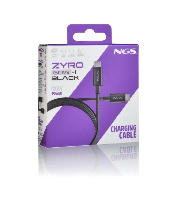 NGS CABLE CARGA RAPIDA USB-C A USB-C 1M NEGRO