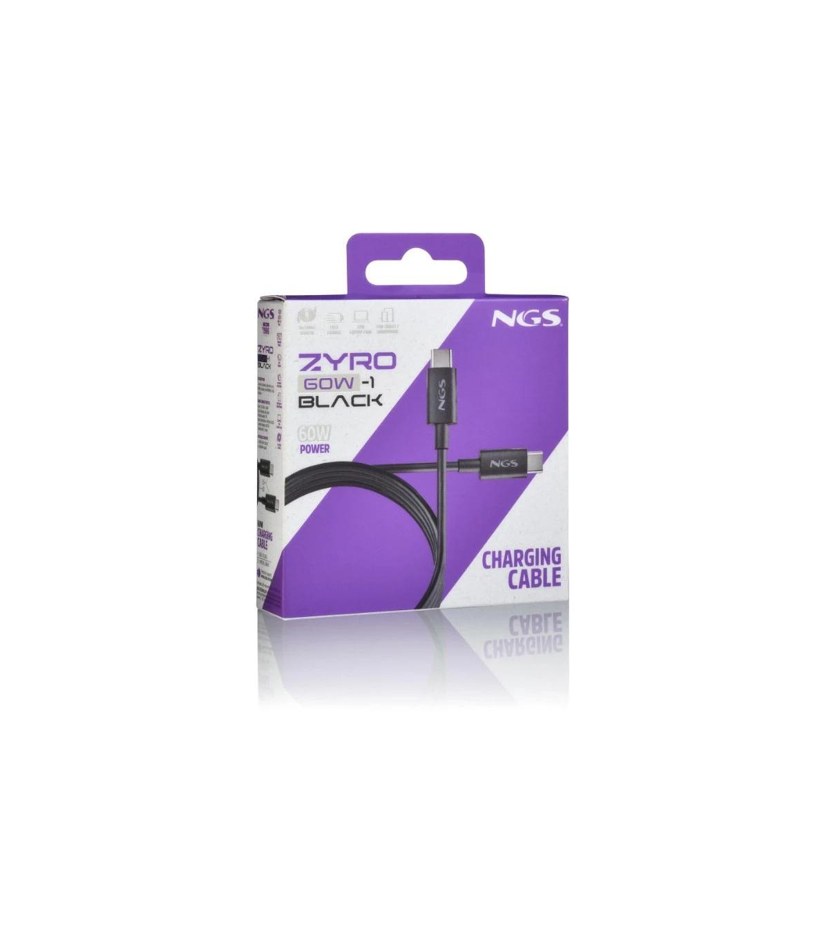 NGS CABLE CARGA RAPIDA USB-C A USB-C 1M NEGRO