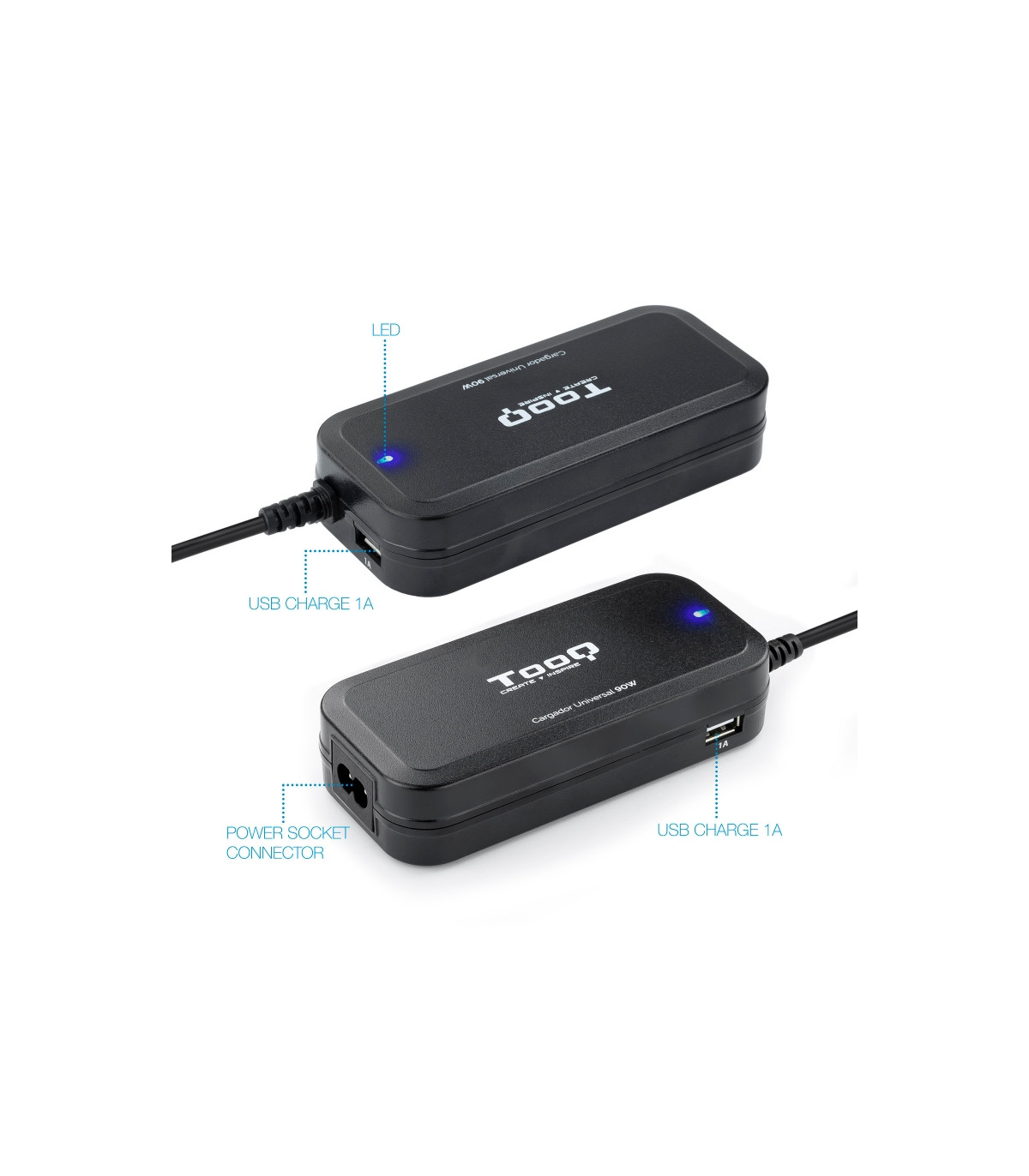 Tooq Cargador universal portátil automático 90w