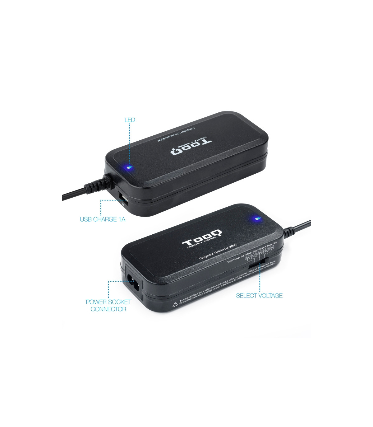 Tooq Cargador portátil 90W manual 12 conectores