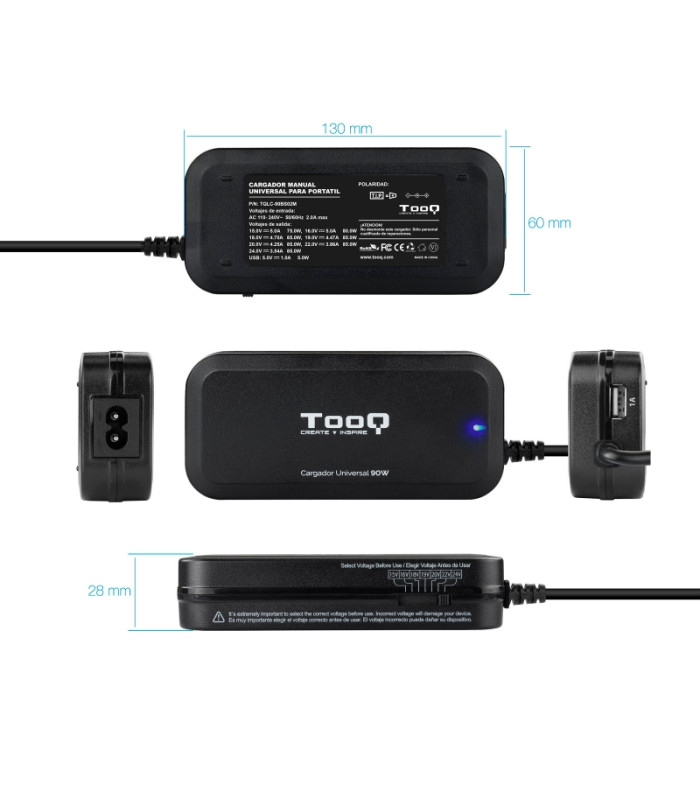 Tooq Cargador portátil 90W manual 12 conectores