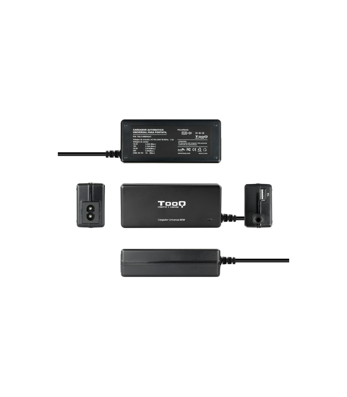 Tooq Cargador portátil 65W 8 Conectores