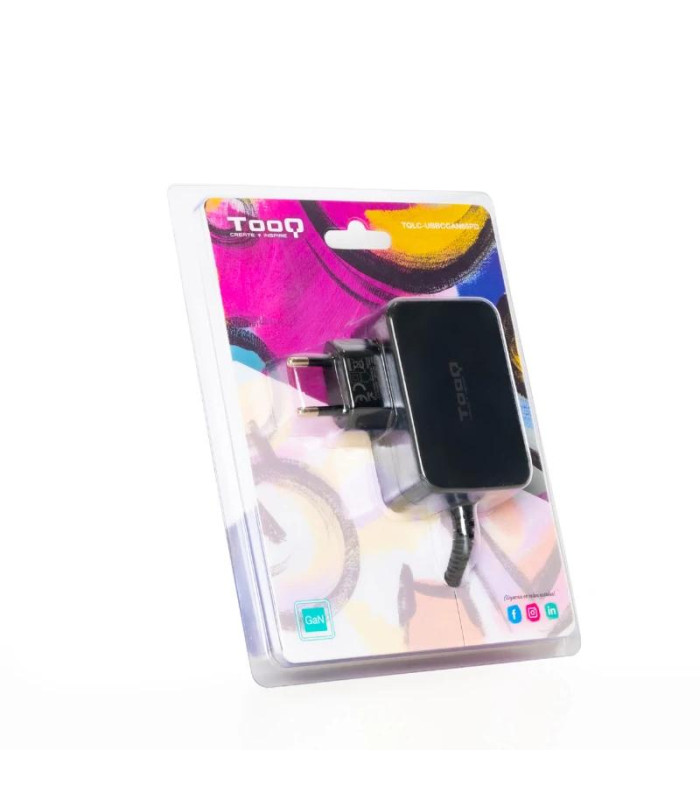 Tooq Cargador portatil GAN USB-C PD 65W Negro