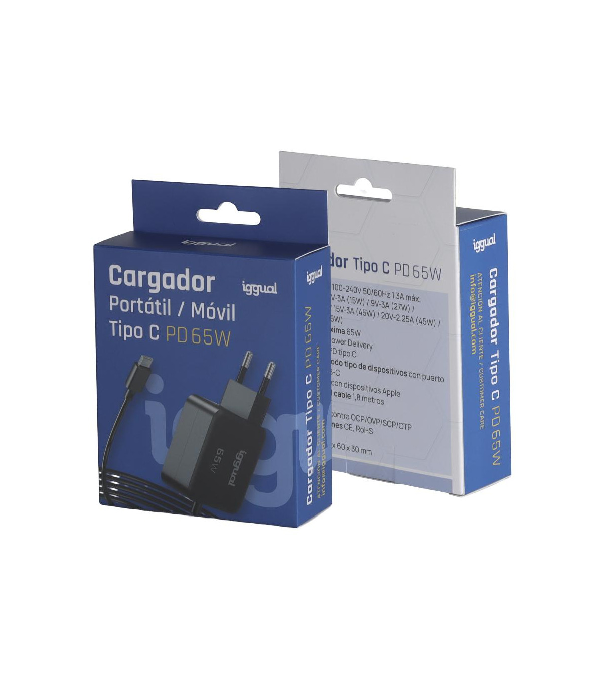iggual Cargador portátil y móvil tipo C PD 65W