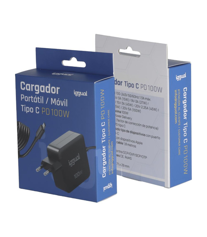 iggual Cargador portátil y móvil tipo C PD 100W