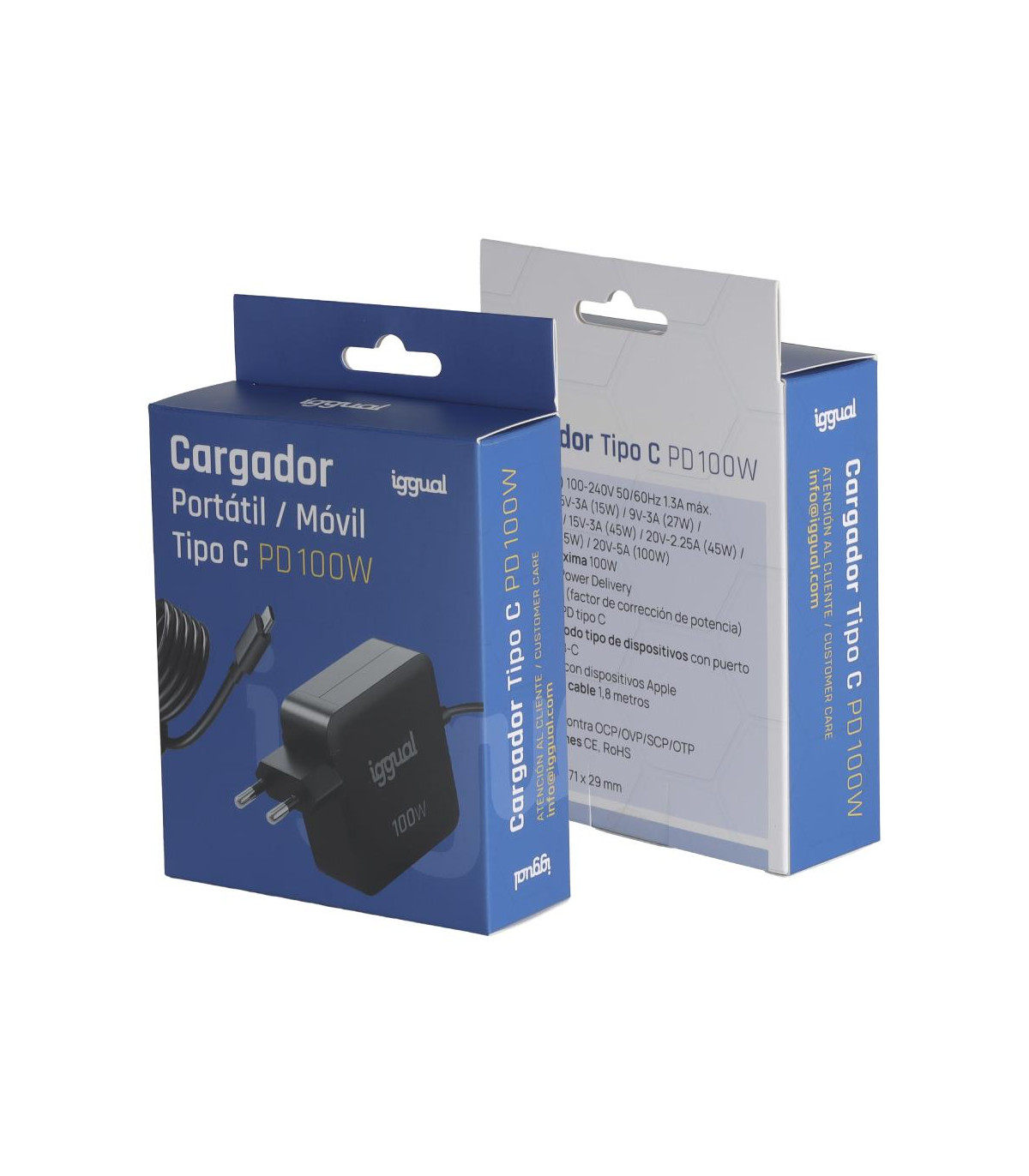 iggual Cargador portátil y móvil tipo C PD 100W
