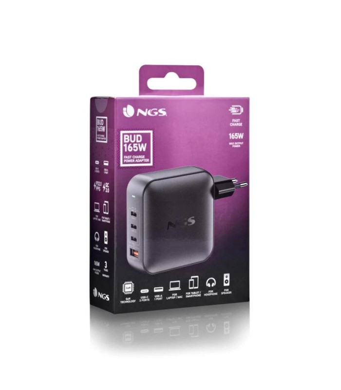 NGS CARGADOR ULTRARAPIDO165W 4 PUERTOS 3USB-C 1 US