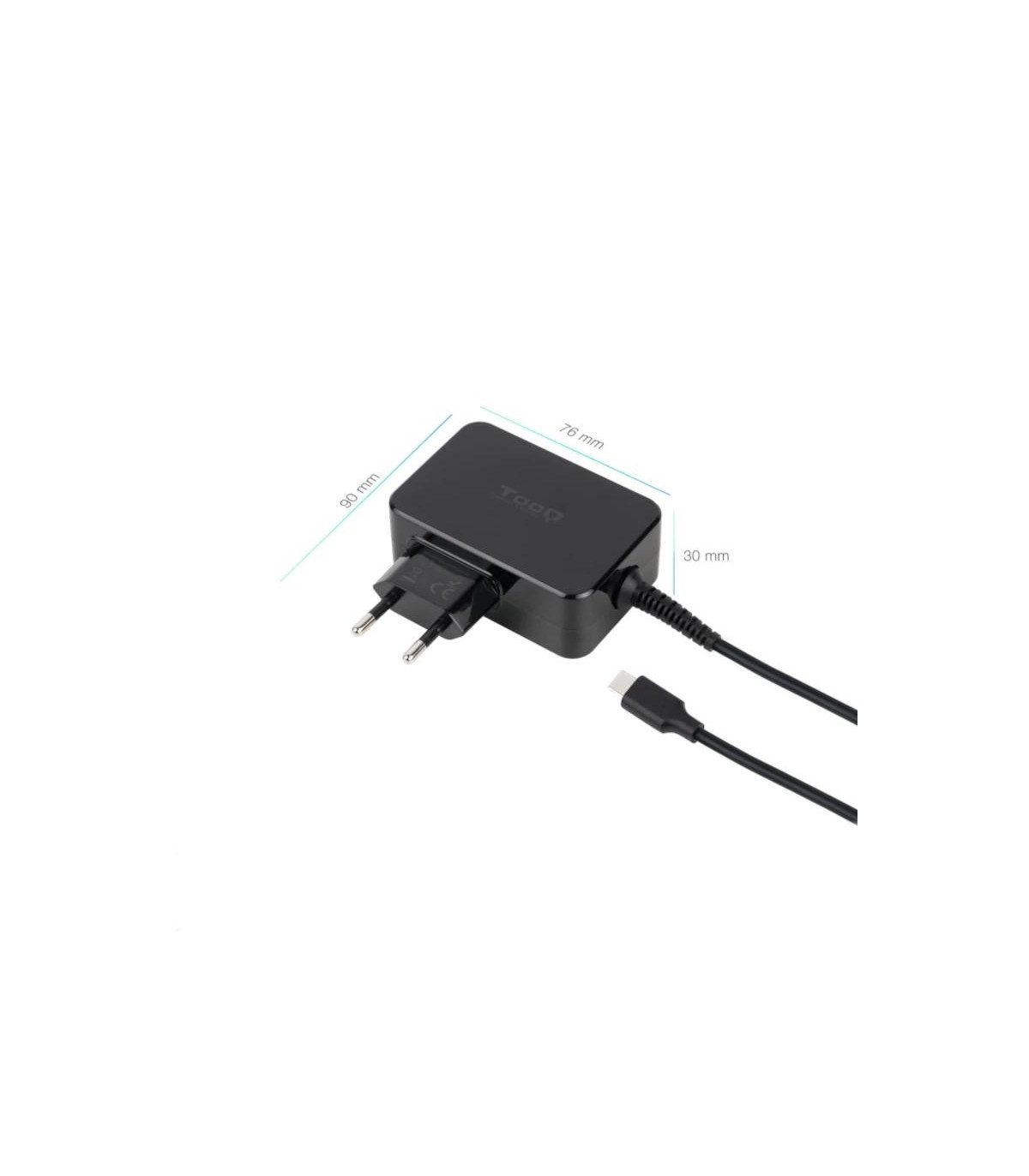 Tooq Cargador portátil GAN USB-C PD 45W Negro