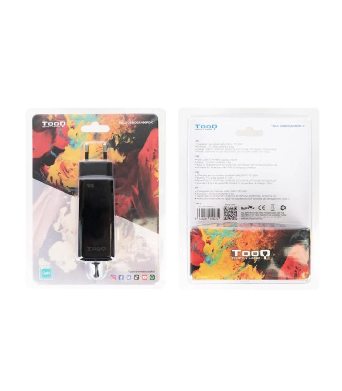 Tooq Cargador portátil GAN USB-C PD 90W Cúbico
