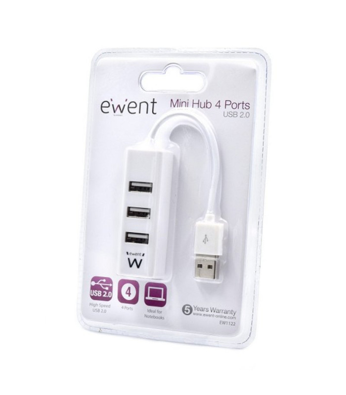 EWENT EW1122 MINI-HUB USB 4 PUERTOS BLANCO