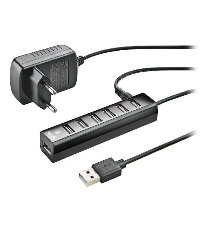 NGS Hub 7 puertos 2.0 con adap.corriente