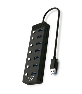 EWENT Hub usb-usb-c 7 ptos interruptor c/alimen.