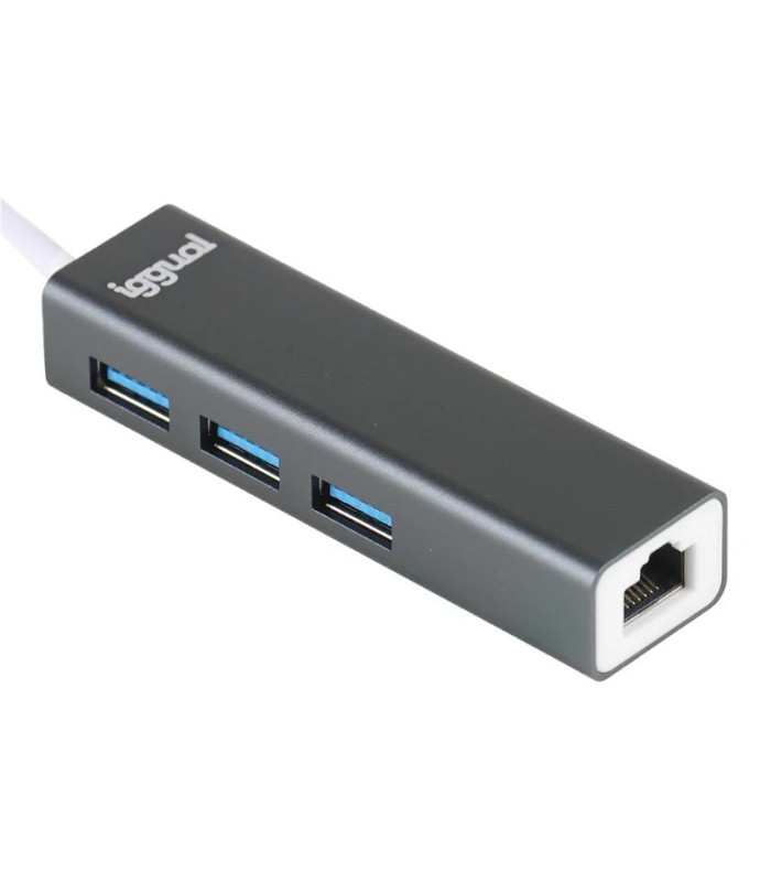 iggual Hub USB-A 3 puertos USB 3.0 + RJ45 Gigabit