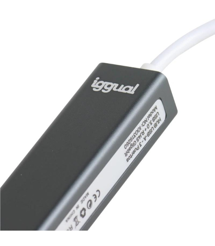 iggual Hub USB-A 3 puertos USB 3.0 + RJ45 Gigabit