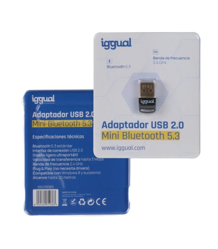iggual Adaptador USB 2.0 mini Bluetooth 5.3