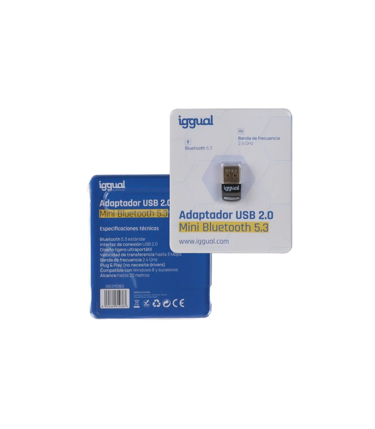 iggual Adaptador USB 2.0 mini Bluetooth 5.3